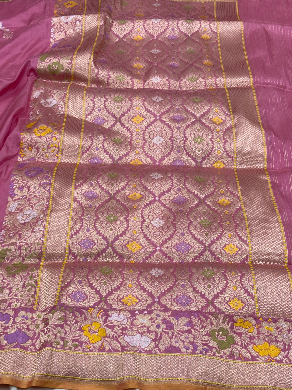 Pink Banarasi Pure Katan Silk Handwoven Saree