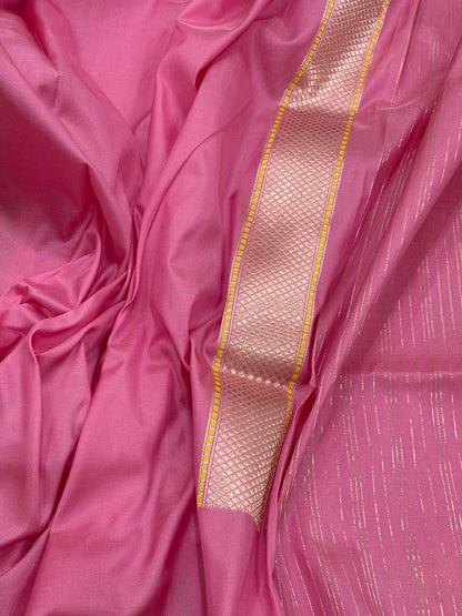 Pink Banarasi Pure Katan Silk Handwoven Saree