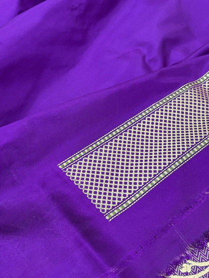 Sea Blue Banarasi Pure Katan Silk Rangkaat Handwoven Saree