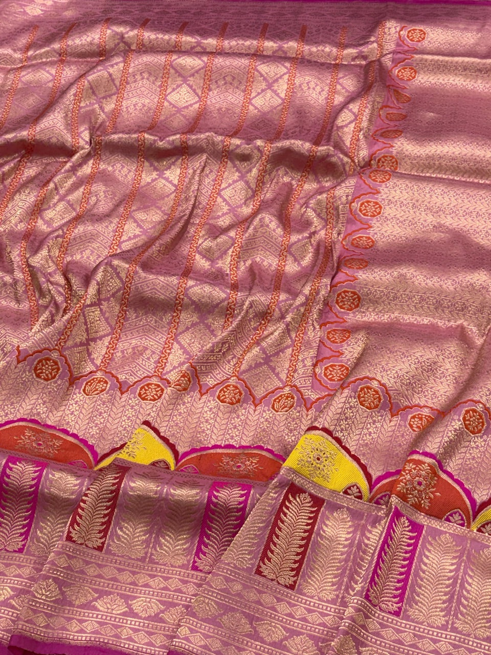 Pink Banarasi Pure Katan Silk Handwoven Saree