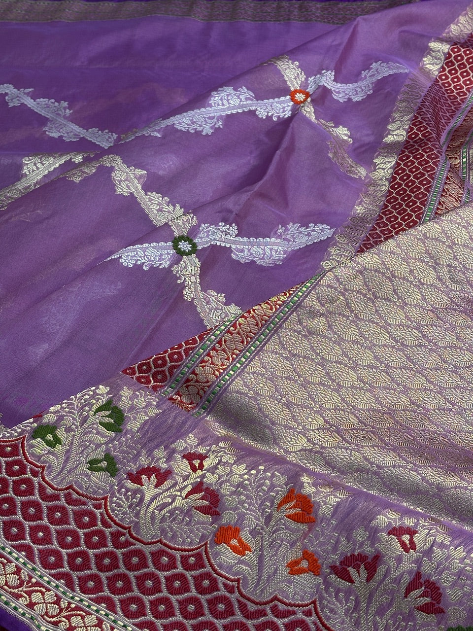 Lavender Tissue Banarasi Silk Handwoven Saree
