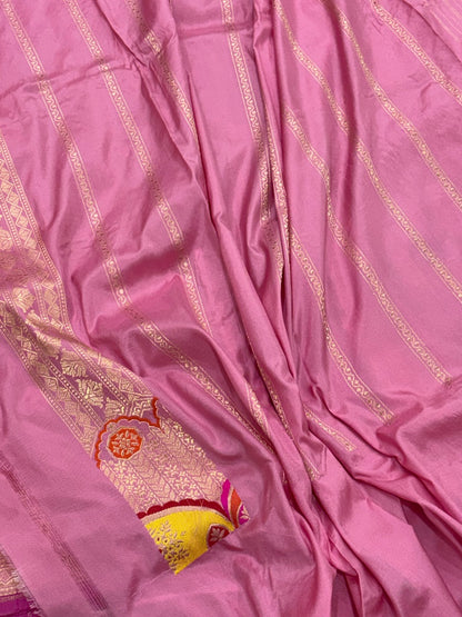 Pink Banarasi Pure Katan Silk Handwoven Saree