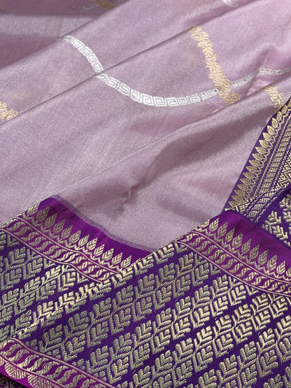 Pink Tissue Banarasi Silk Handwoven Saree