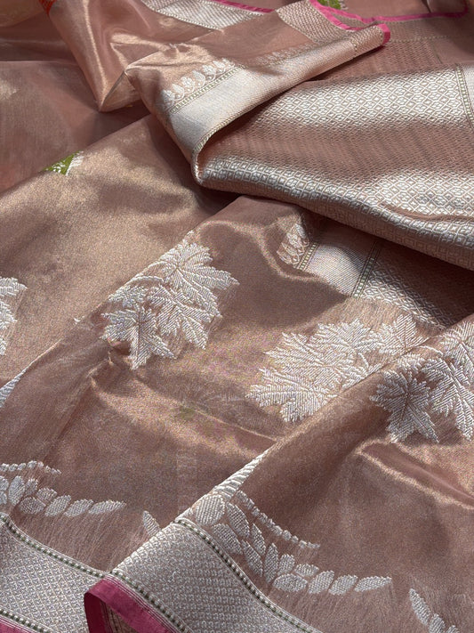 Champagne Gold Tissue Banarasi Silk Handwoven Saree