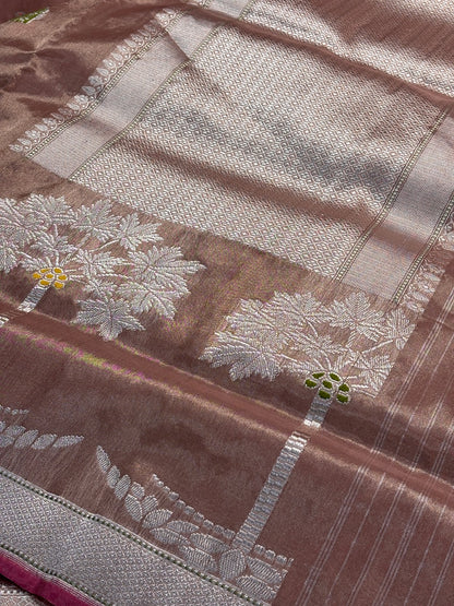 Champagne Gold Tissue Banarasi Silk Handwoven Saree