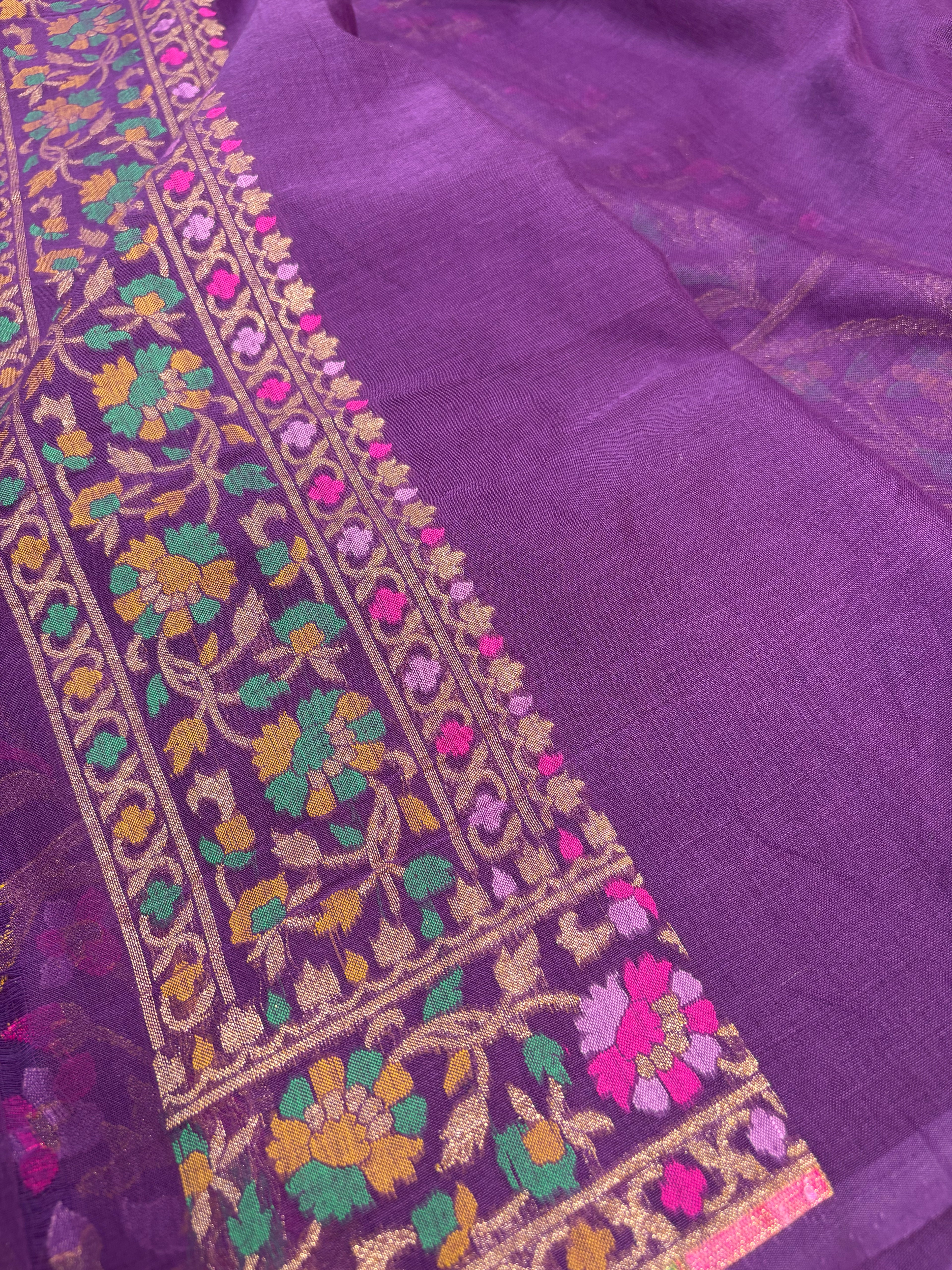 Royal Purple Pure Cotton Ektara Jamdani Saree