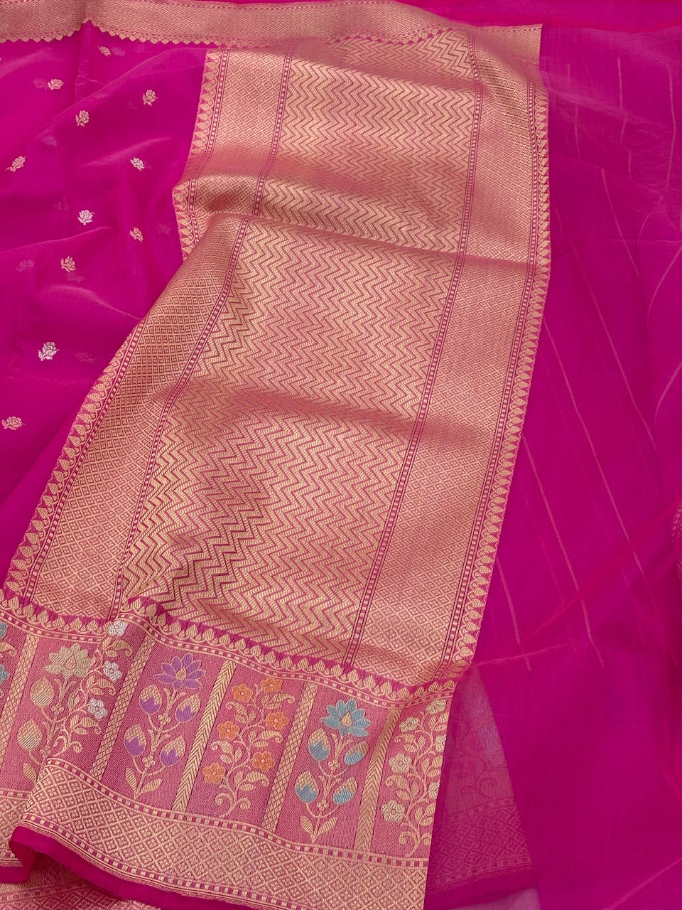 Pink Banarasi Kora Silk Handwoven Saree