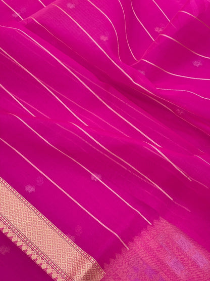 Pink Banarasi Kora Silk Handwoven Saree