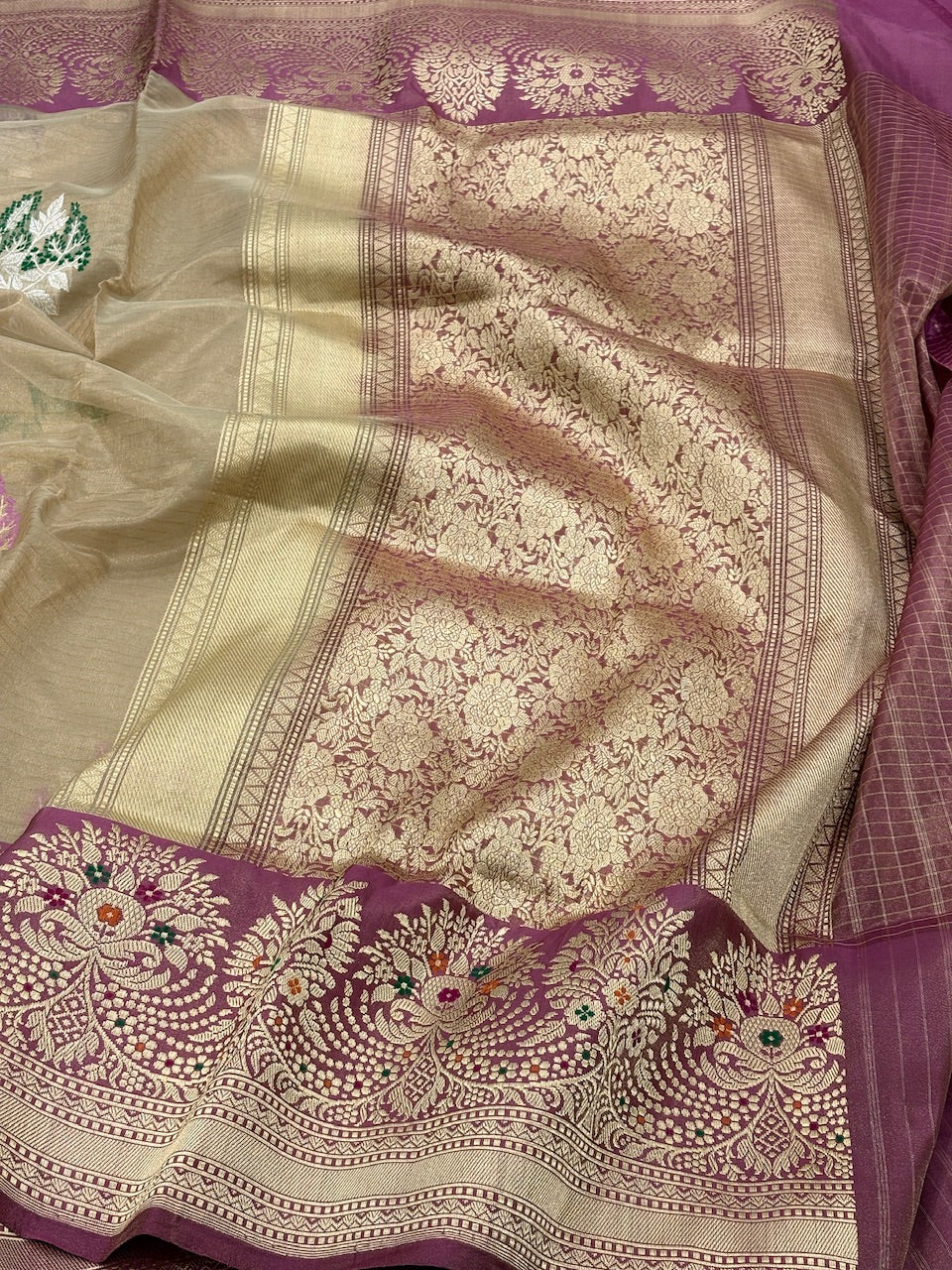 Gold Banarasi Tissue Silk Handwoven Saree