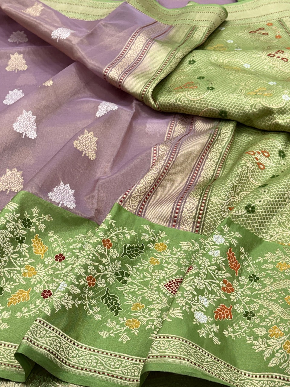 Mauve  Banarasi Tissue Silk Handwoven Saree