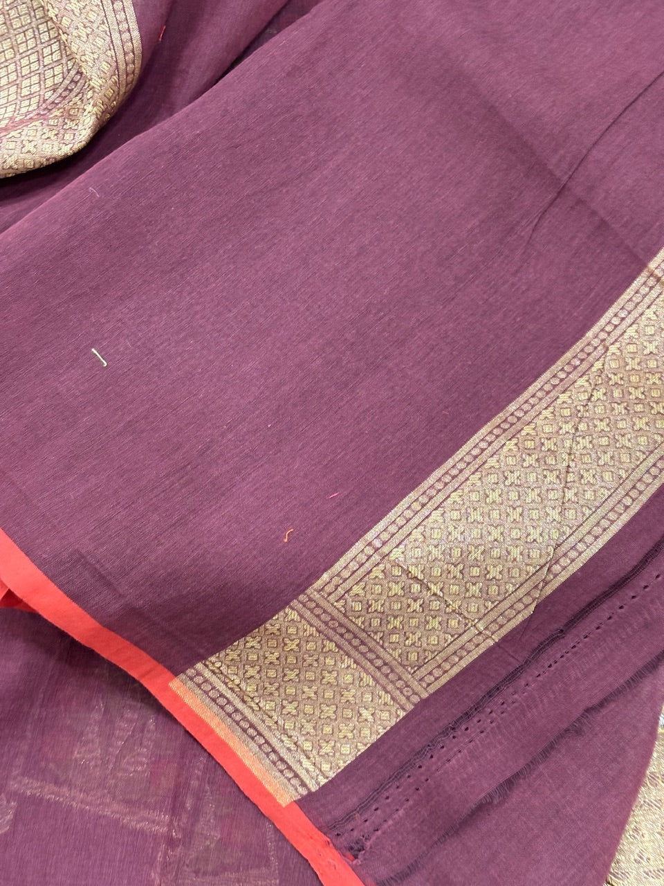 Brown Banarasi cotton Jamdani handloom Saree
