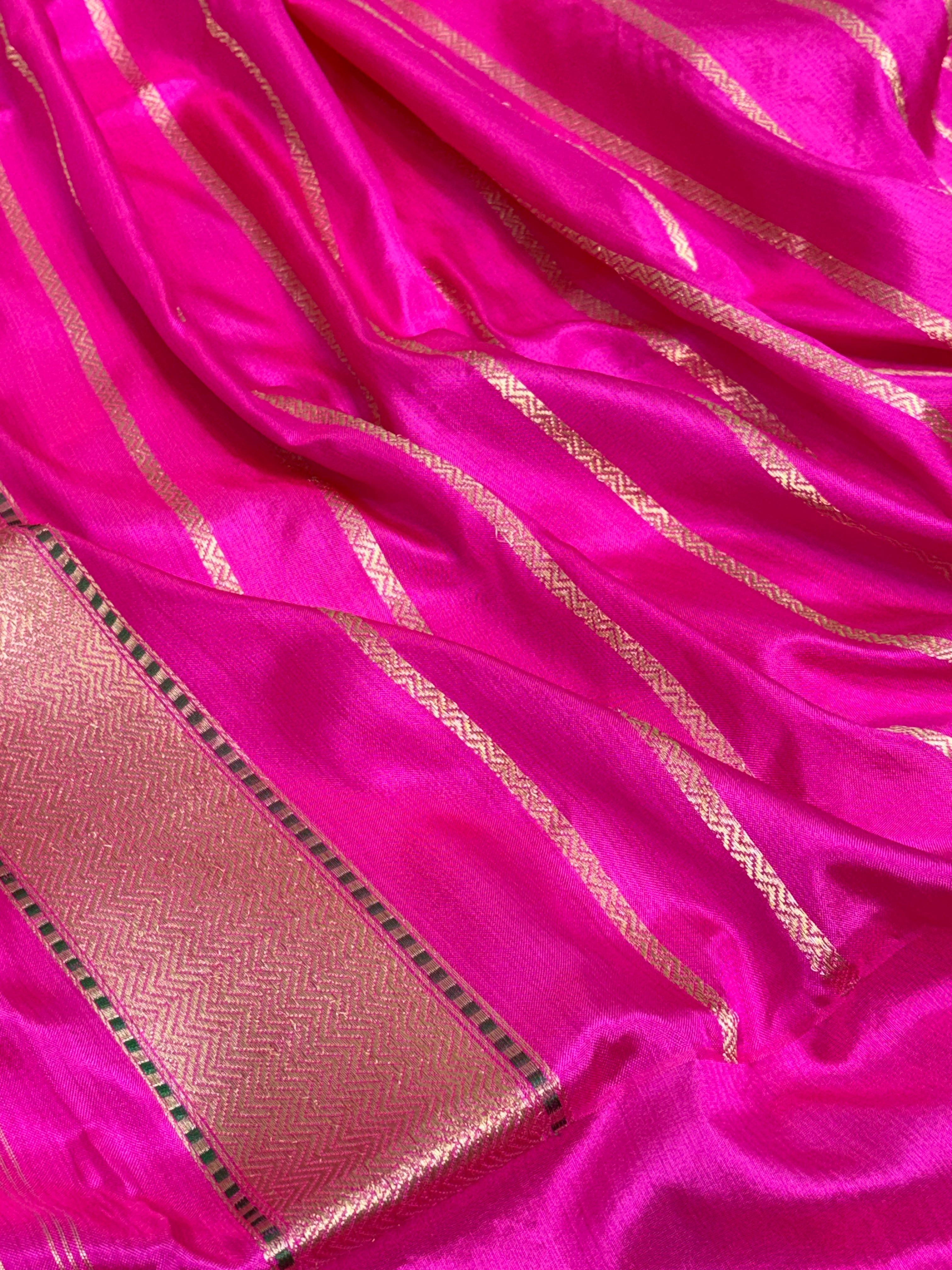 Vibrant Yellow Pure Kora Silk Ektra Modern Kadhiyal Banarasi Saree