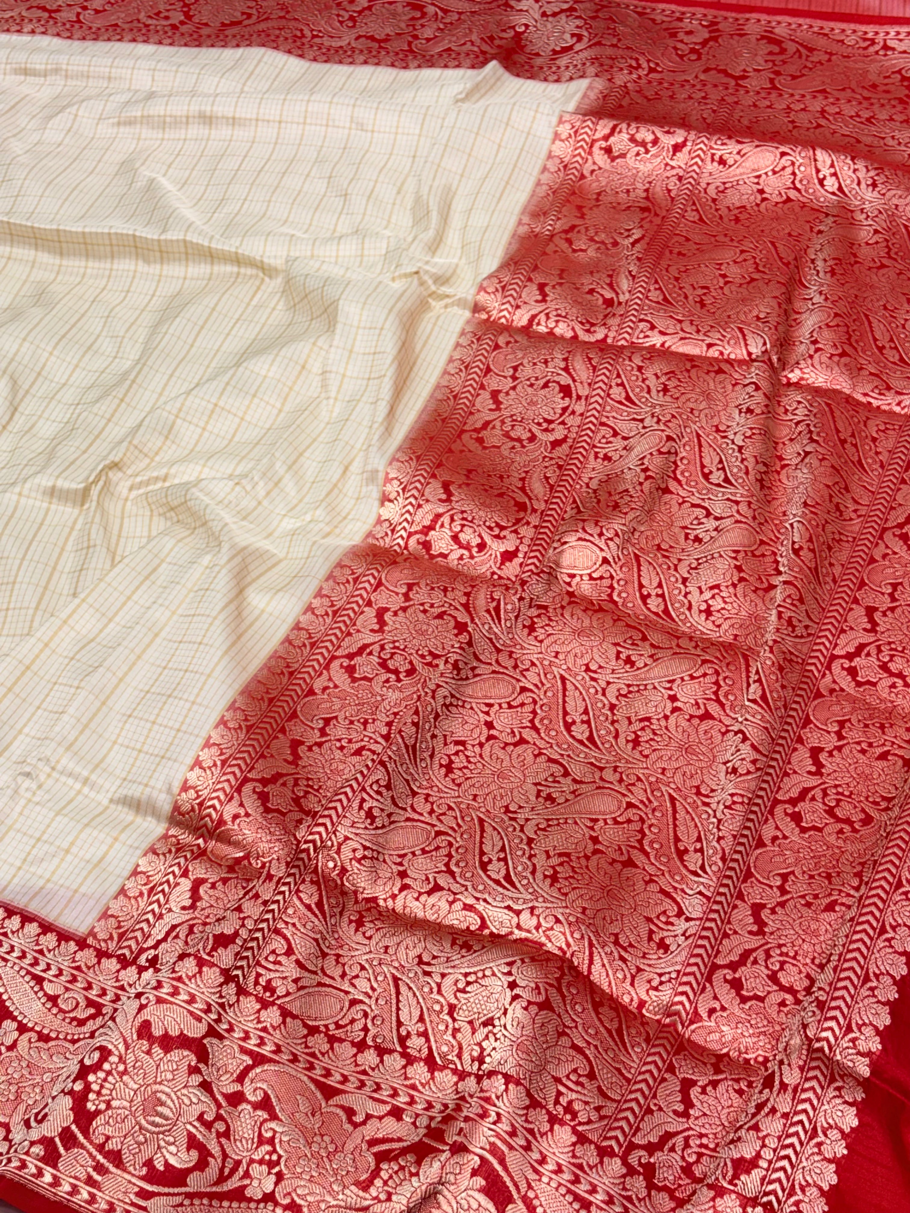 Ivory Pure Katan Silk Kadhiyal Saree