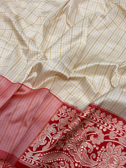 Ivory Pure Katan Silk Kadhiyal Saree