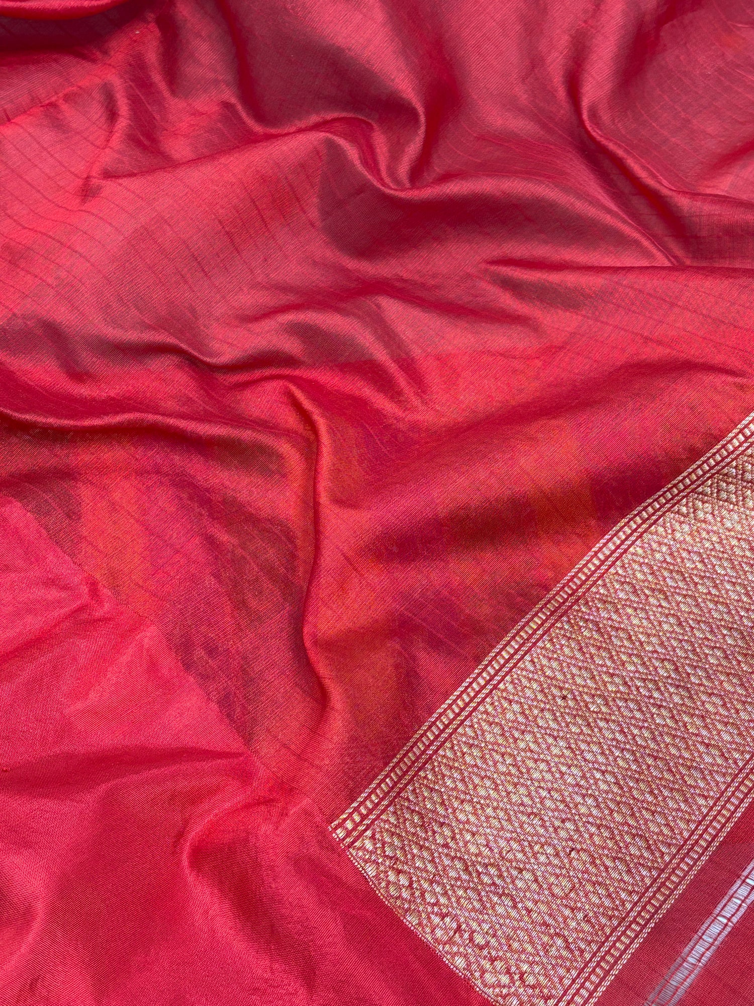 Teal Blue Tissue Banarasi Saree with Red Minakari Boder