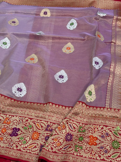 Gold Spinning Meenakari Banarasi Saree