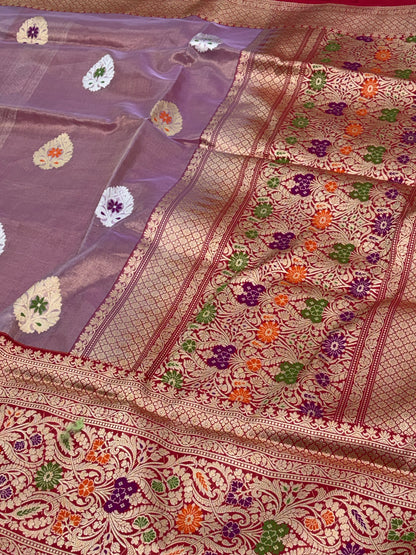 Gold Spinning Meenakari Banarasi Saree
