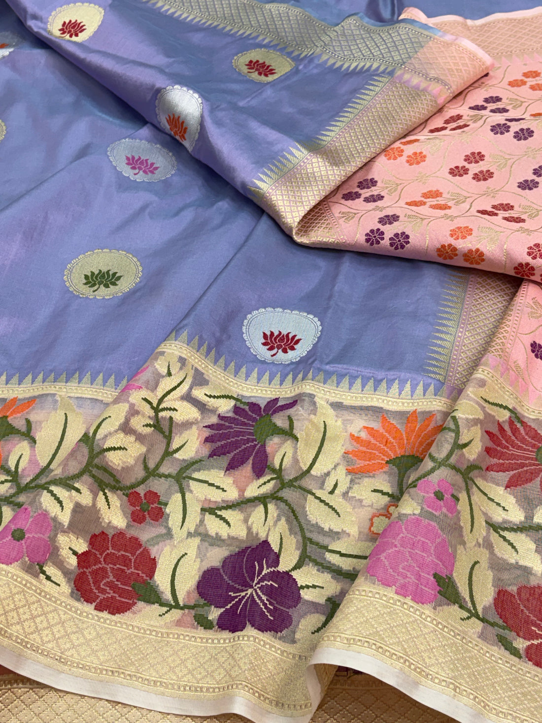 Lavender Handwoven Pure Banarasi Katan Silk Saree