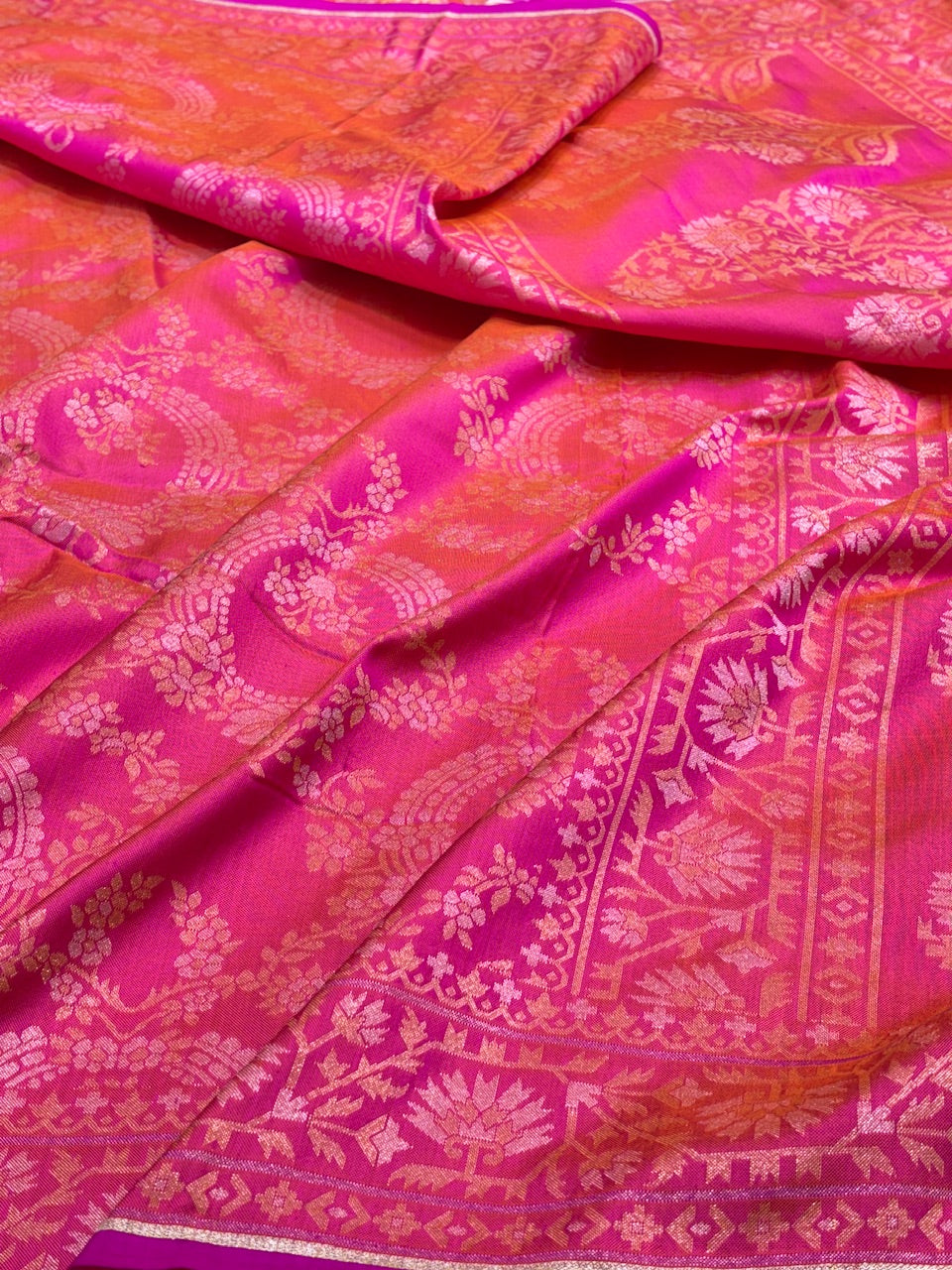 Pink Silk Jamdani Saree with Zari Weaves