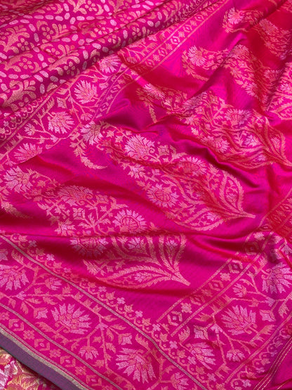 Pink Ektara Silk Jamdani Saree with Zari Weaves