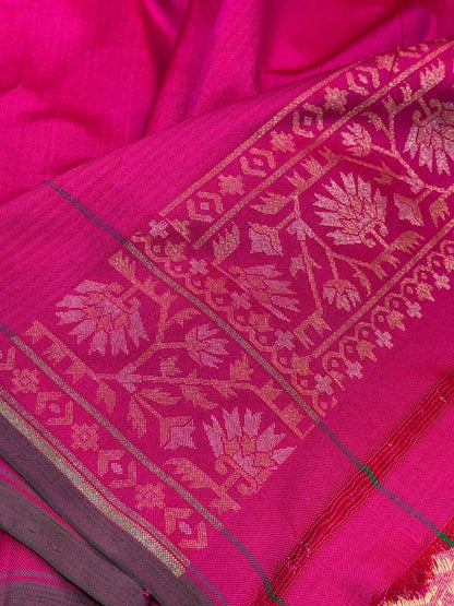Pink Ektara Silk Jamdani Saree with Zari Weaves