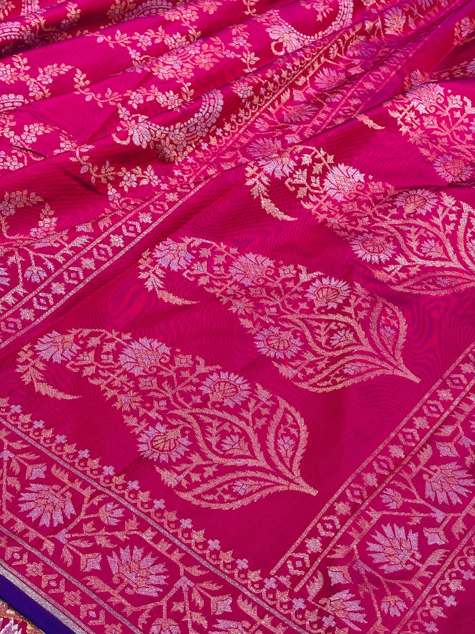 Pink Ektara Silk Jamdani Saree with Zari Weaves