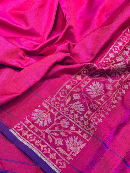 Pink Ektara Silk Jamdani Saree with Zari Weaves