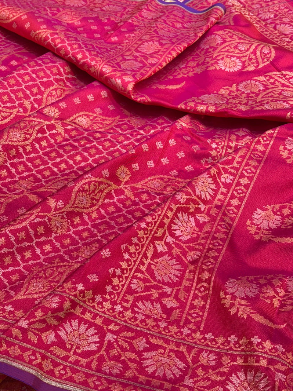 Pink Ektara Silk Jamdani Saree with Zari Weaves