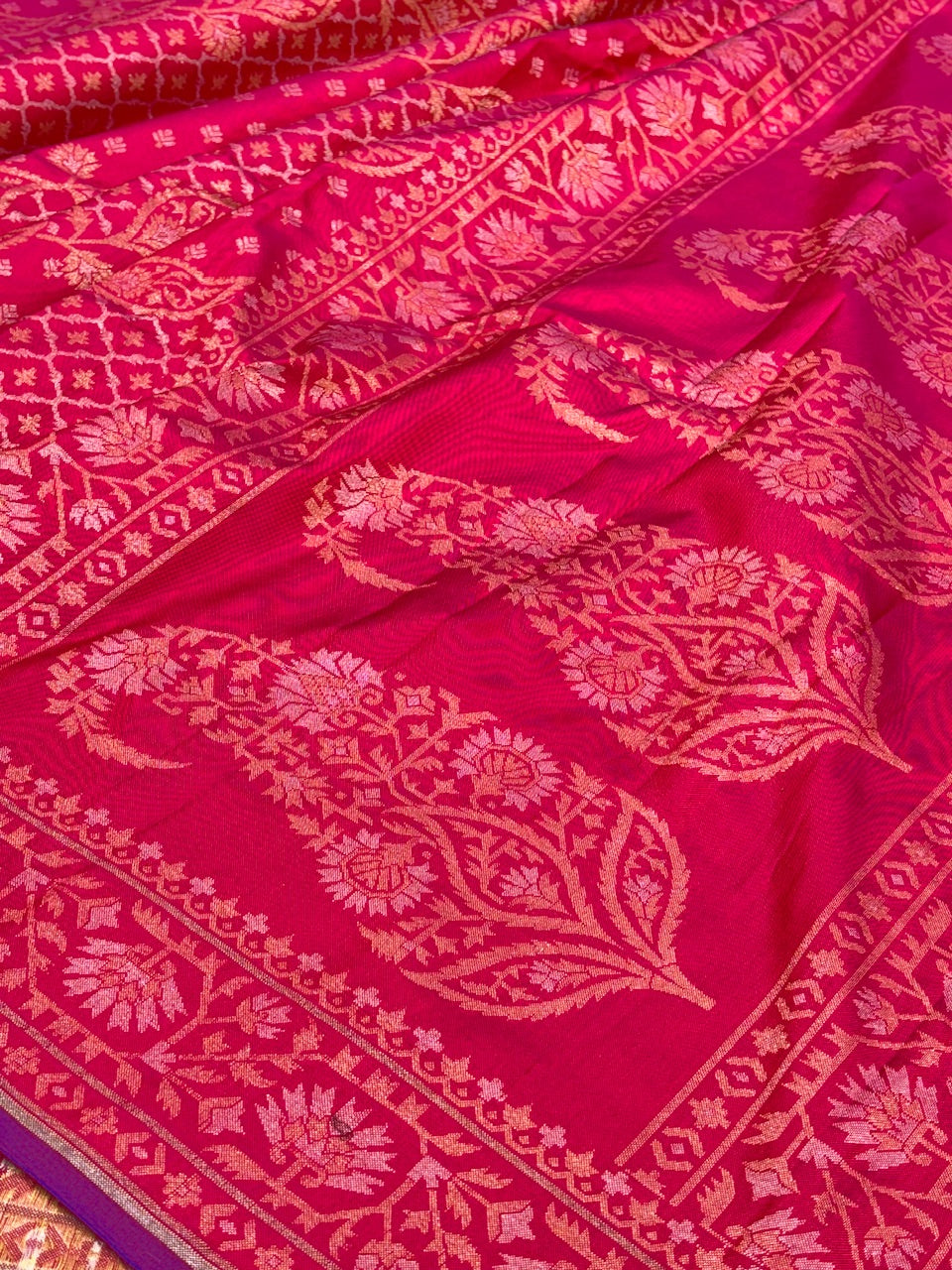 Pink Ektara Silk Jamdani Saree with Zari Weaves