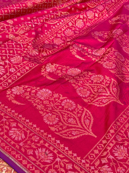 Pink Ektara Silk Jamdani Saree with Zari Weaves