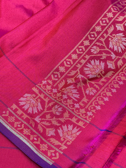 Pink Ektara Silk Jamdani Saree with Zari Weaves