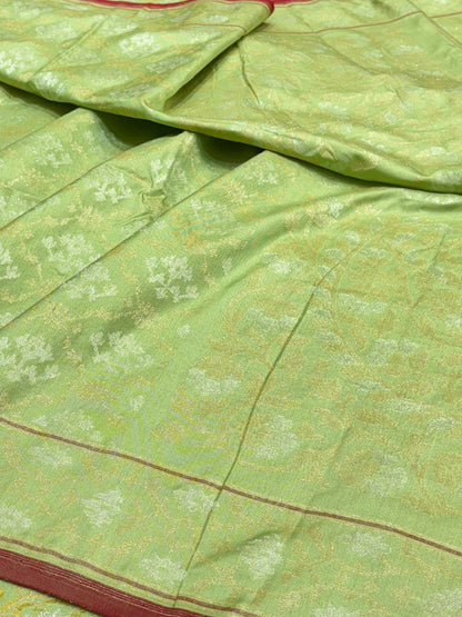 Green Ektara Silk Jamdani Saree with Zari Weaves
