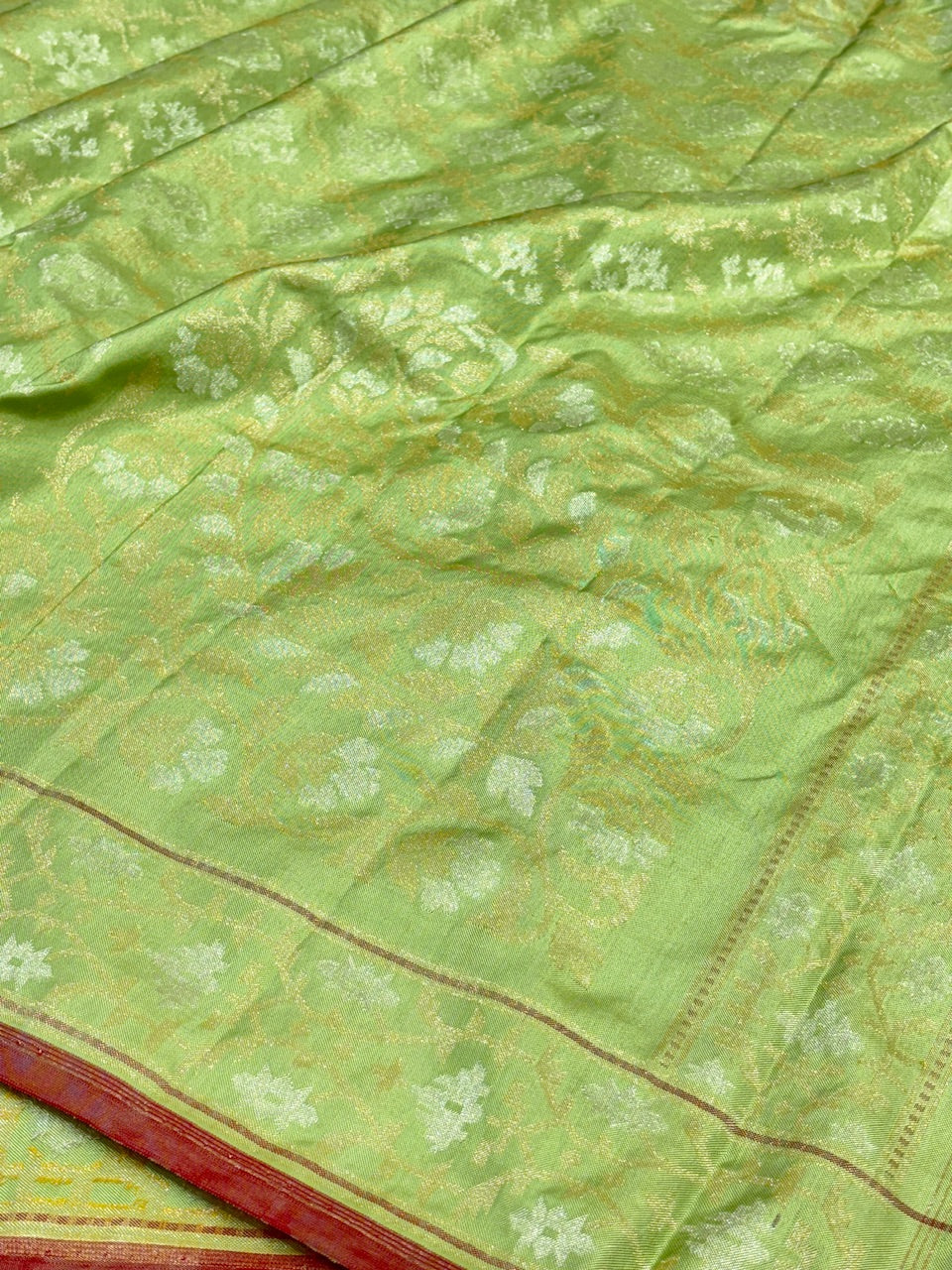 Green Ektara Silk Jamdani Saree with Zari Weaves