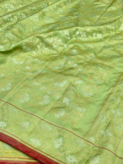 Green Ektara Silk Jamdani Saree with Zari Weaves