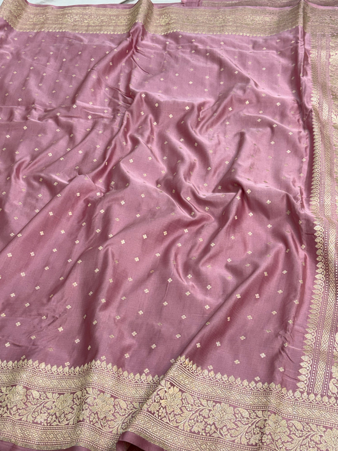 Smoke Pink Pure Banarasi Satin Silk