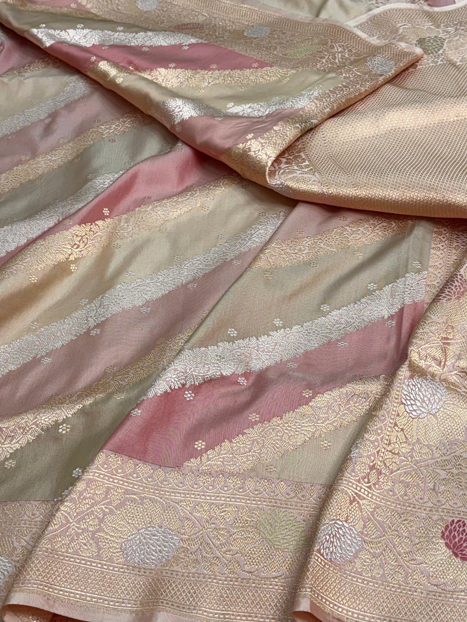 Pastel Multicolor Handwoven Pure Banarasi Katan Silk Saree