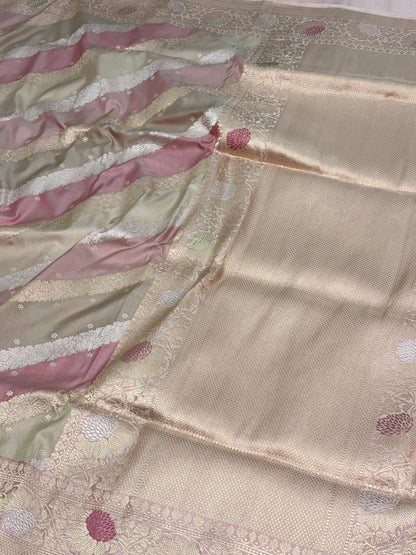 Pastel Multicolor Handwoven Pure Banarasi Katan Silk Saree