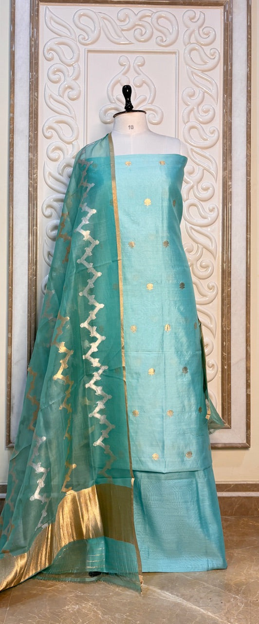 Mint Green Banarasi Katan Chiniya Silk Suit