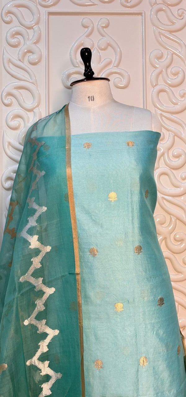 Mint Green Banarasi Katan Chiniya Silk Suit