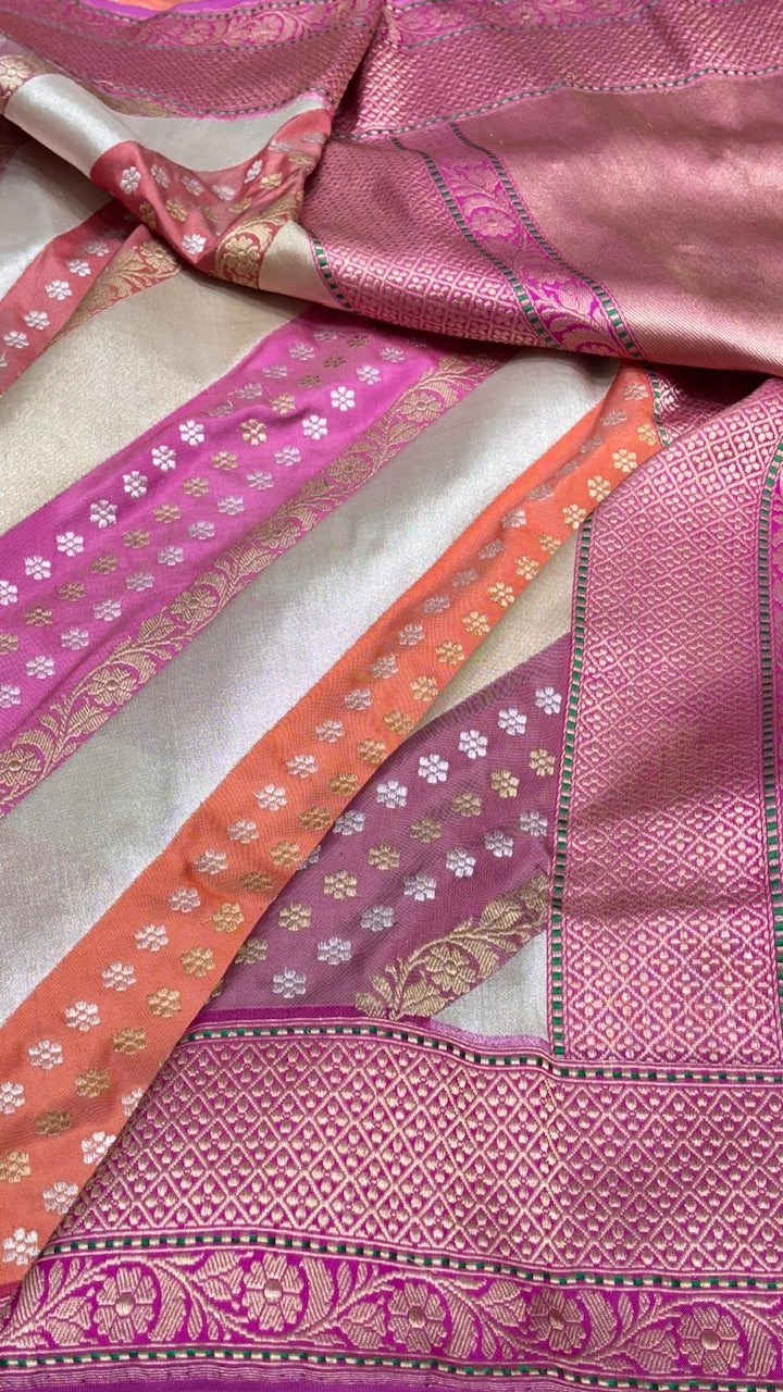 Pink Pure Banarasi Rankaat Handwoven Saree