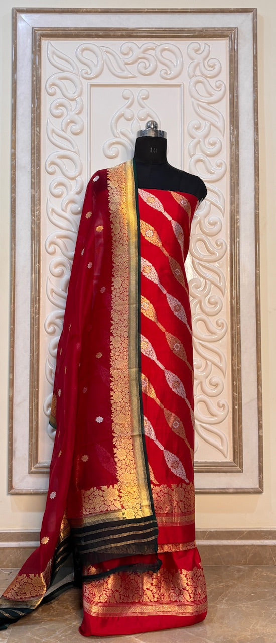 Red Raw Mango Silk Suit
