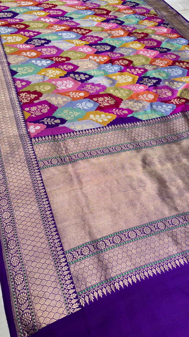 Royal Purple Pure Banarasi Rankaat Handwoven Saree