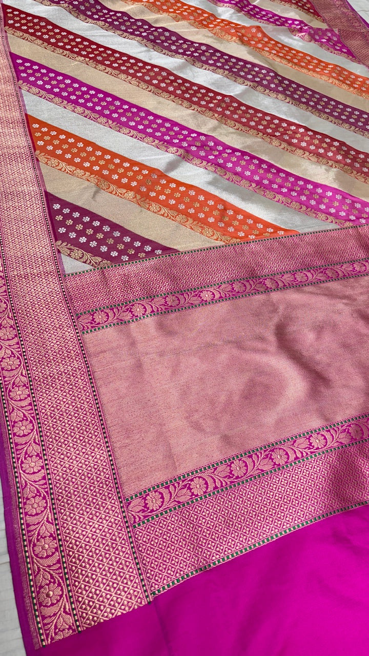 Pink Pure Banarasi Rankaat Handwoven Saree