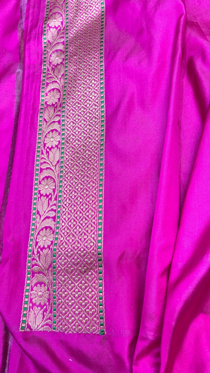 Pink Pure Banarasi Rankaat Handwoven Saree