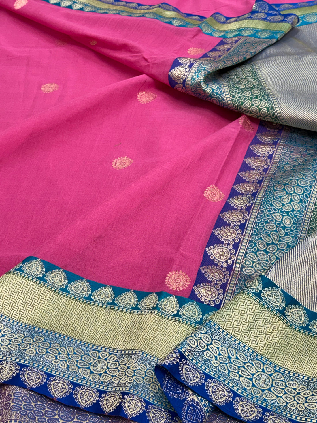 Pure Cotton Banarasi Handwoven Pink Saree