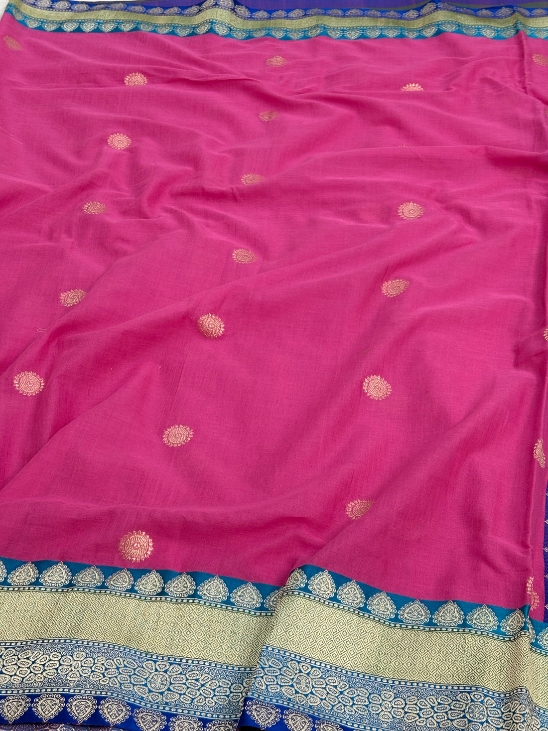 Pure Cotton Banarasi Handwoven Pink Saree
