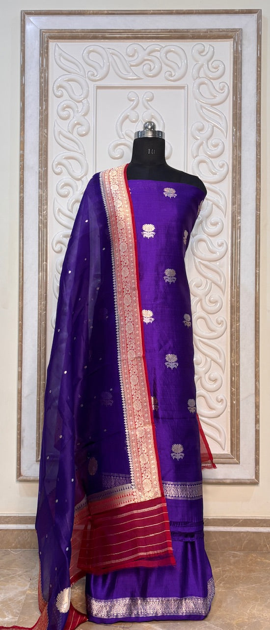 Purple Raw Mango Silk Suit