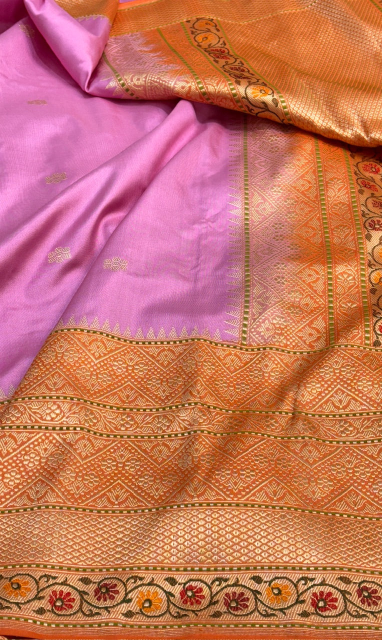 Pink Pure Banarasi Ektara Silk Handwoven Saree