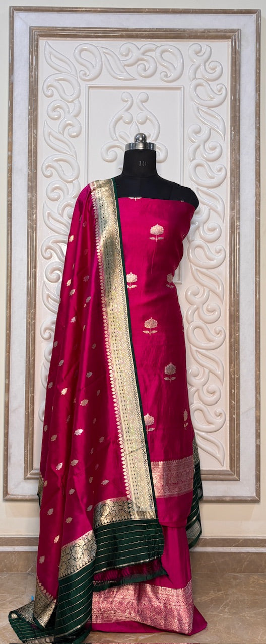 Royal Pink Raw Mango Silk Suit