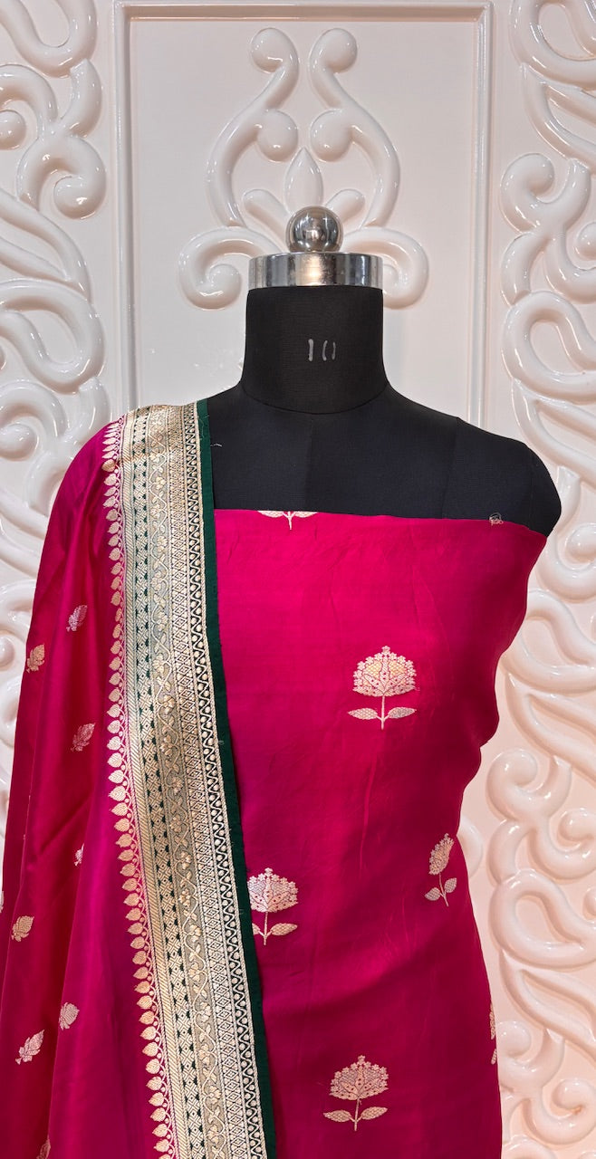 Royal Pink Raw Mango Silk Suit